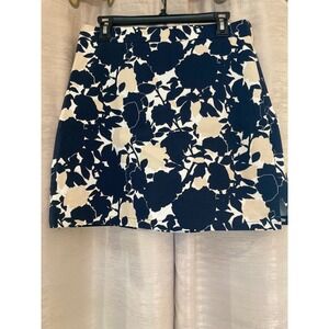 Rafalla Floral Skort A-Line Skirt with Shorts Lined‎ Navy Beige - Size Medium